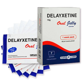 κουτί με ζελέ για επιβράδυνση της εκσπερμάτισης Delayxetine με 7 φακελάκια μέσα